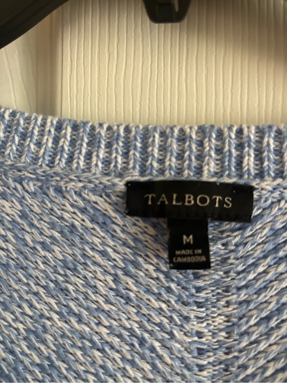 Talbots Light Blue and White Marled Crewneck Sweater